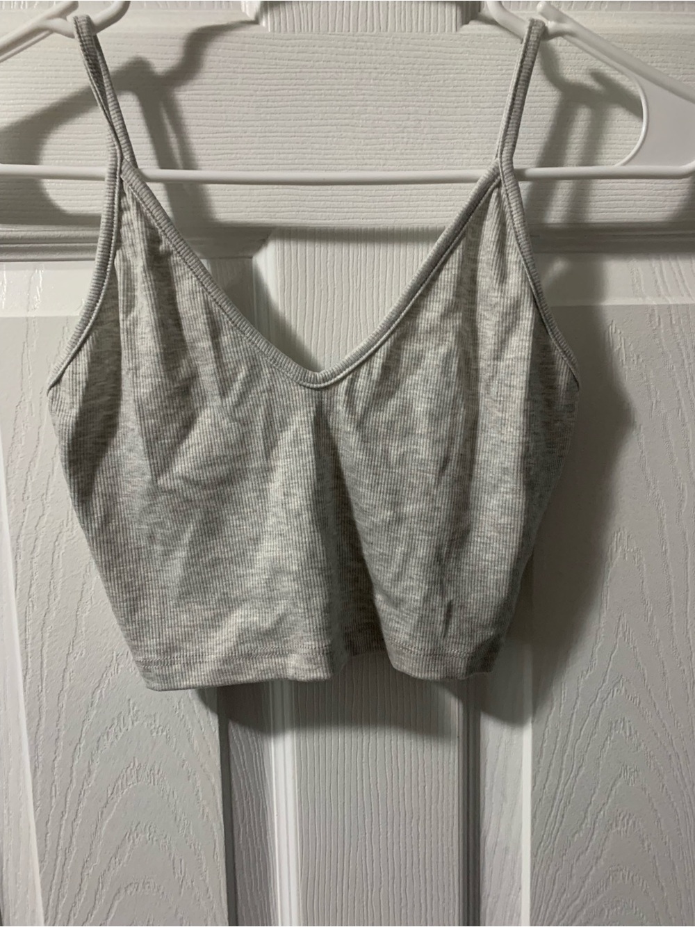 Joah Brown Gray Ribbed Cropped Tank Top